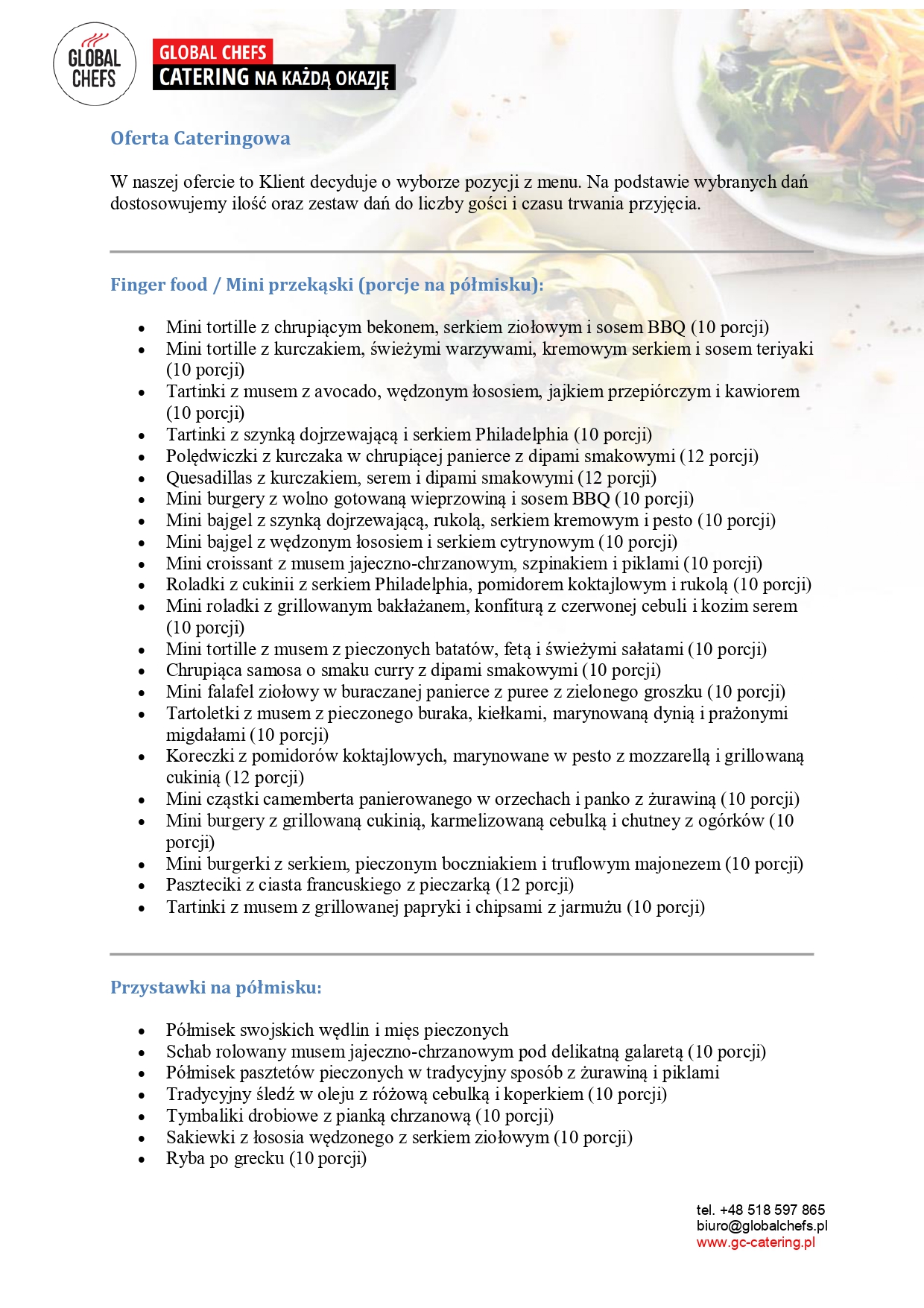 Menu okolicznościowe Global Chefs 1