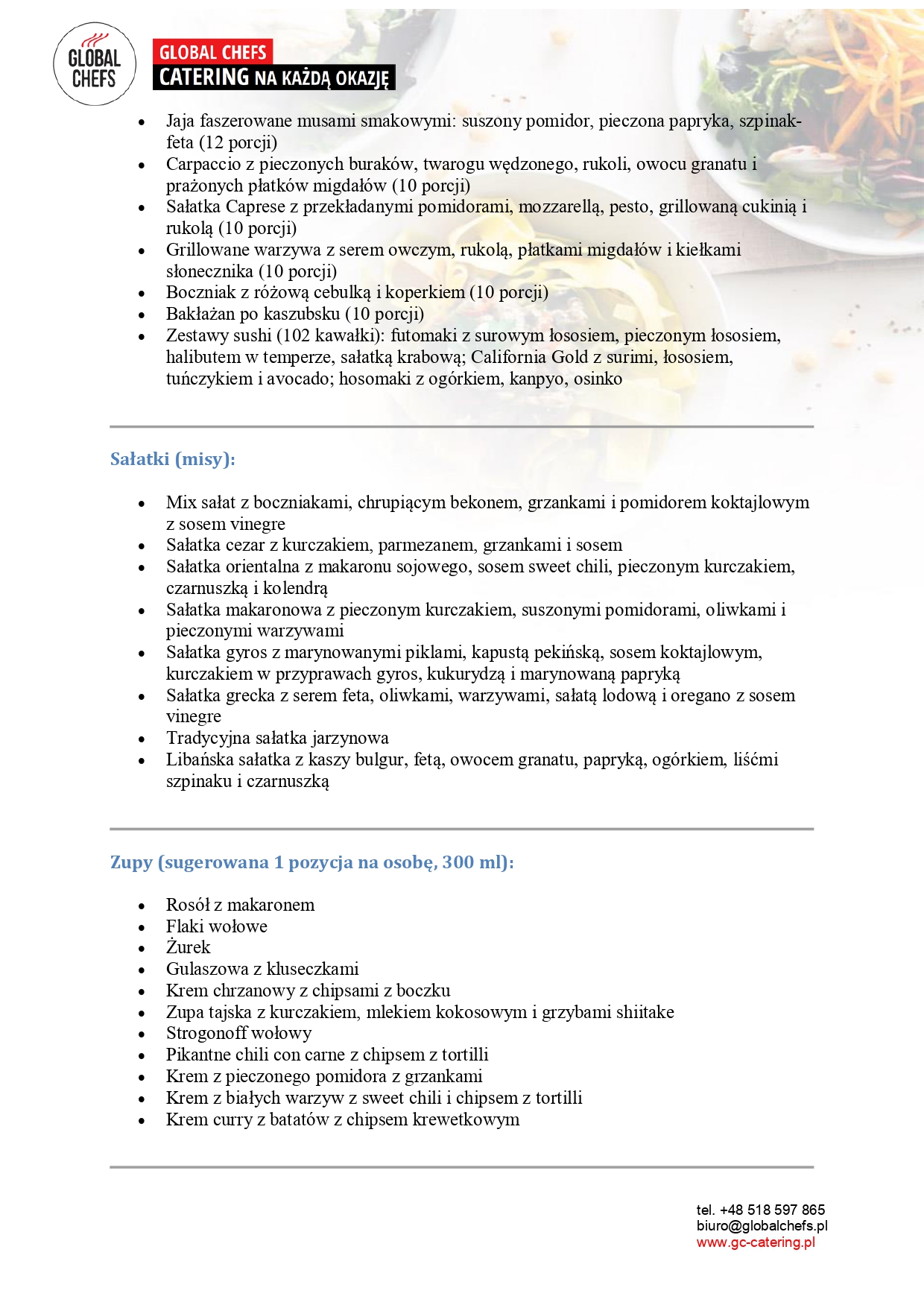 Menu okolicznościowe Global Chefs 2