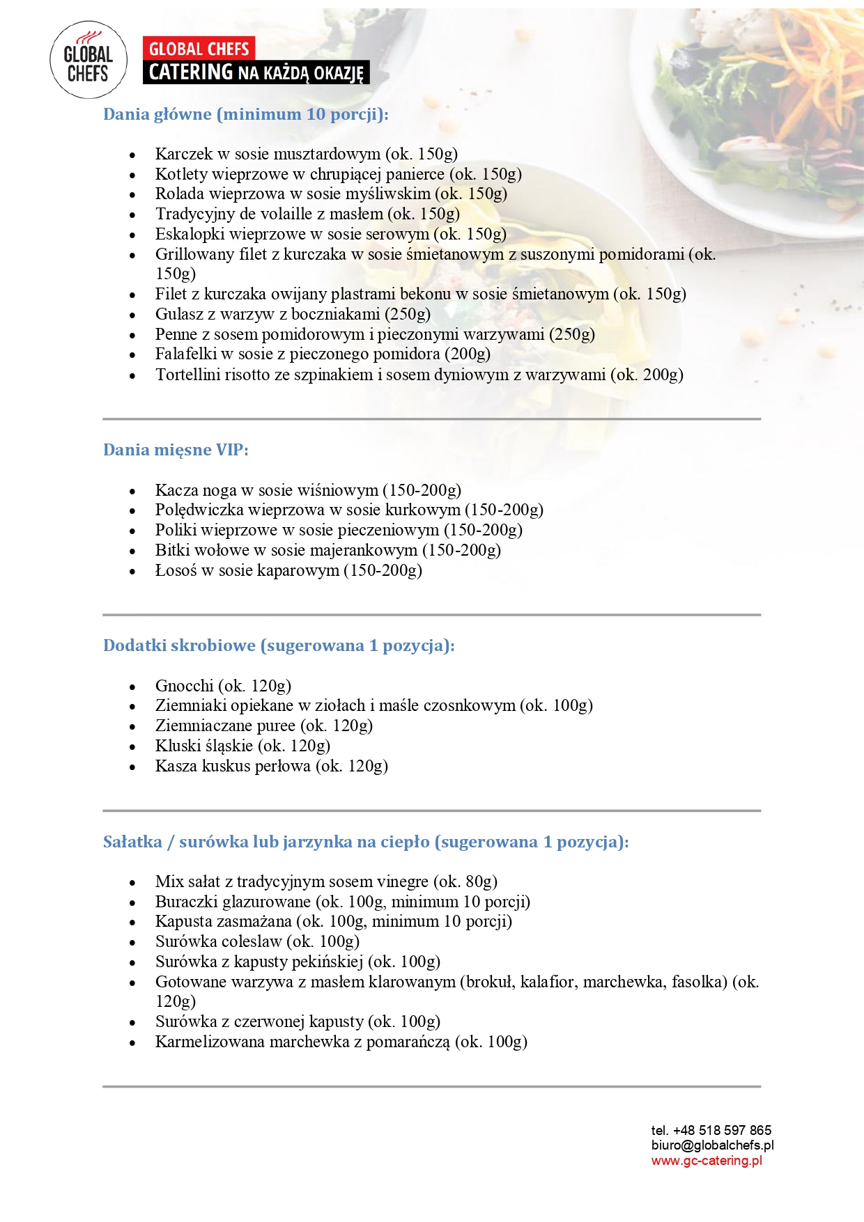 Menu okolicznościowe Global Chefs 3