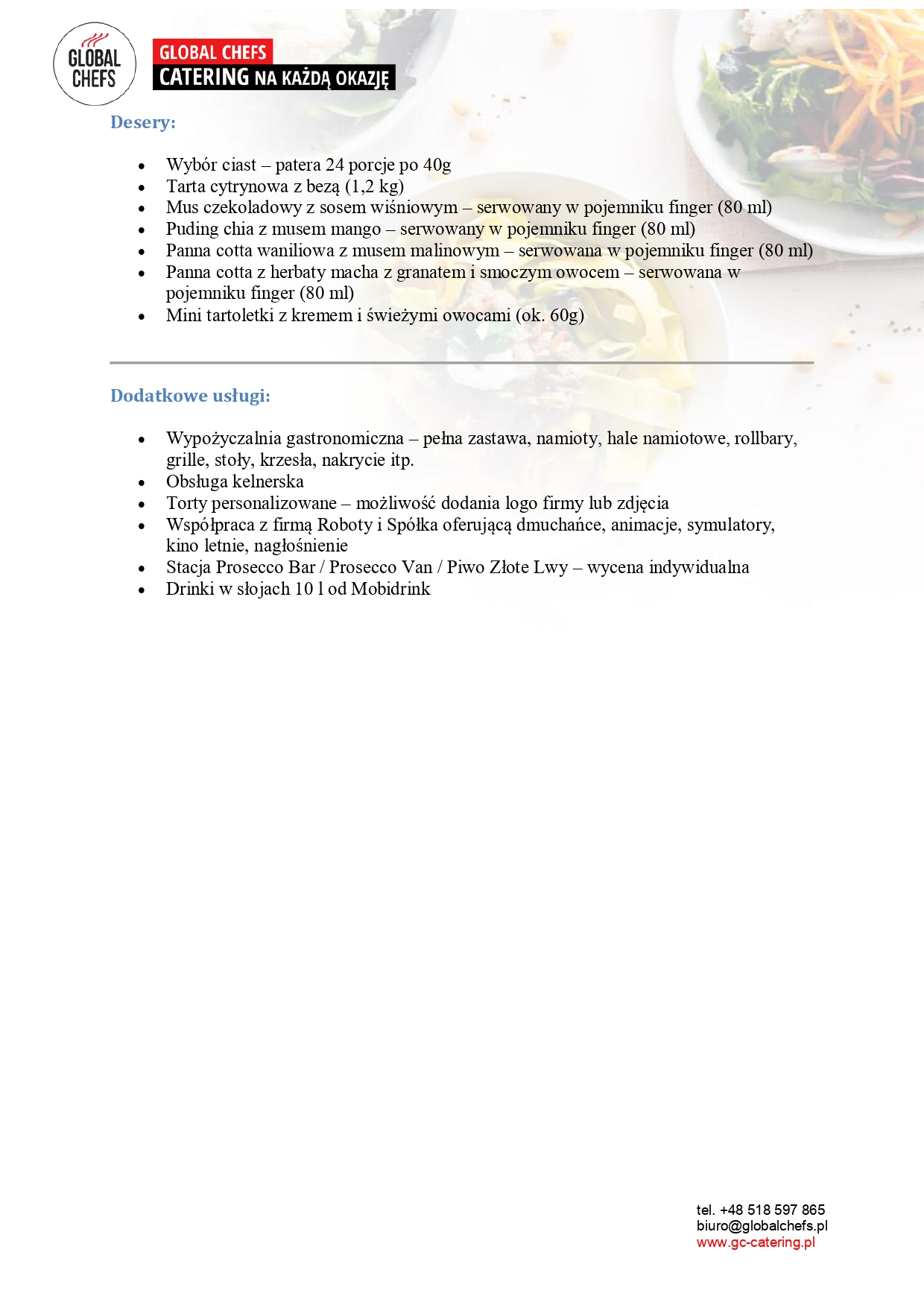Menu okolicznościowe Global Chefs 4